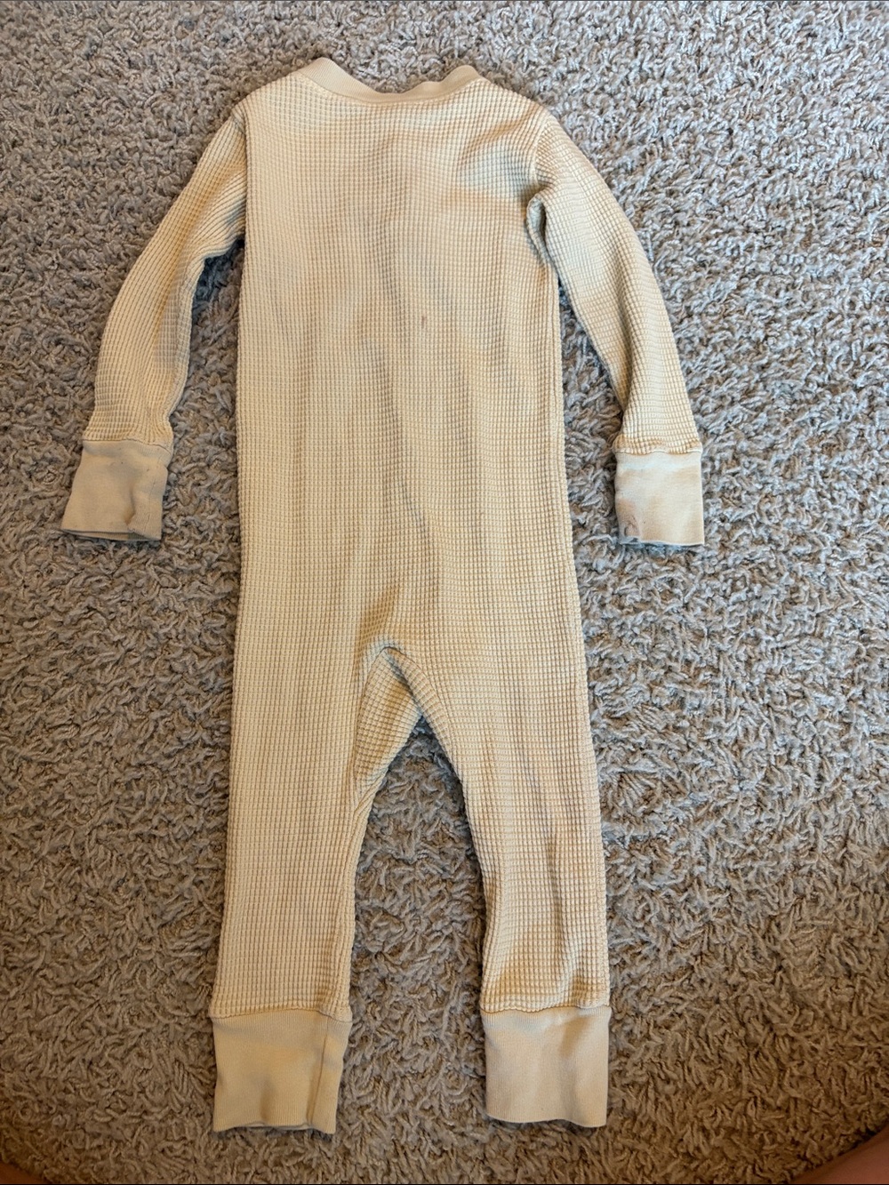 Children's Cream Waffle-Knit Button Front One-Piece - Picture 4 of 4